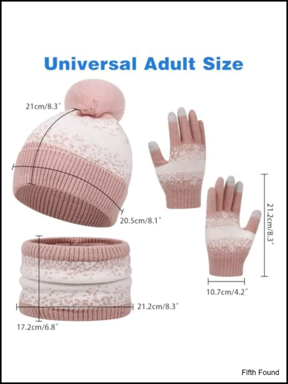 Women's Winter Beanie Neck Gaiter Touchscreen Gloves Set Fleece Lined Knitted